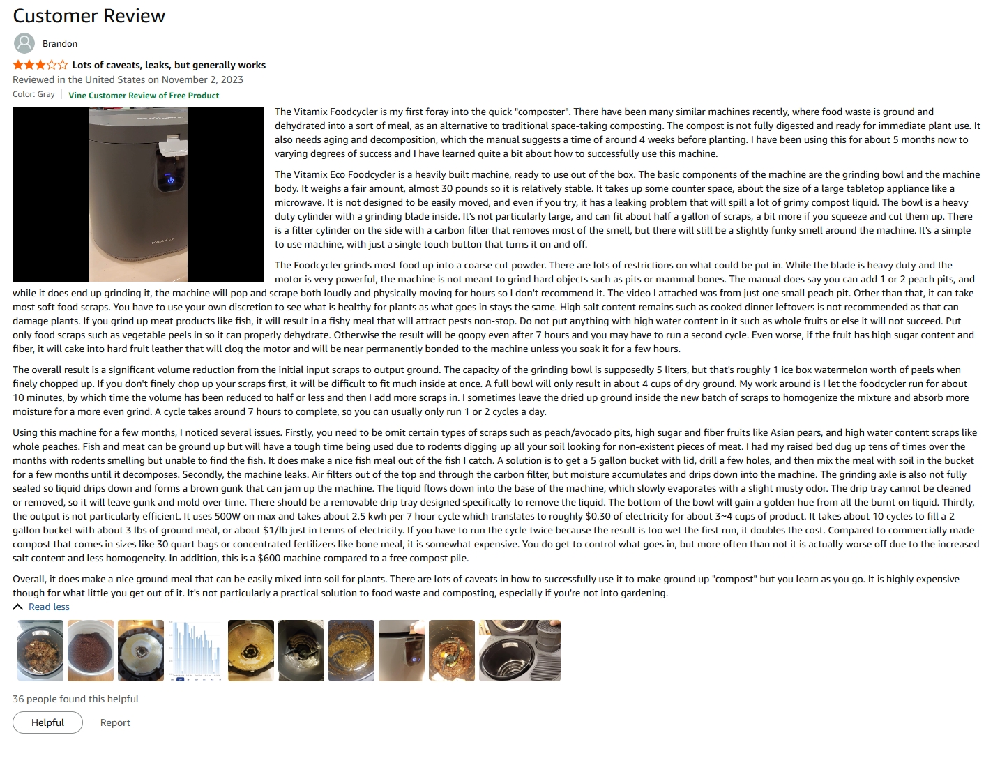 Reviews of Food Cycler Eco 5 On Amazon