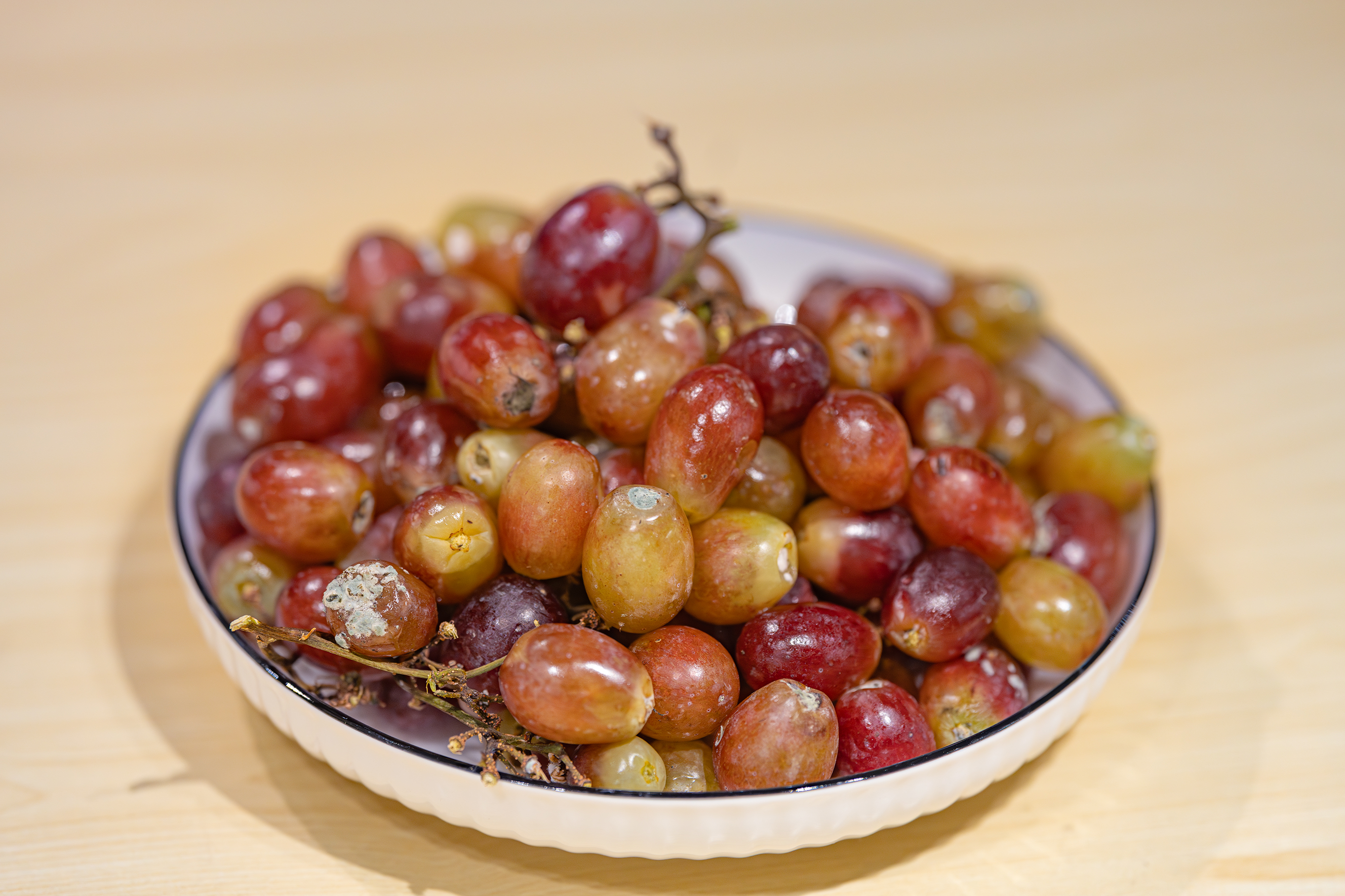 Spoiled or moldy grapes