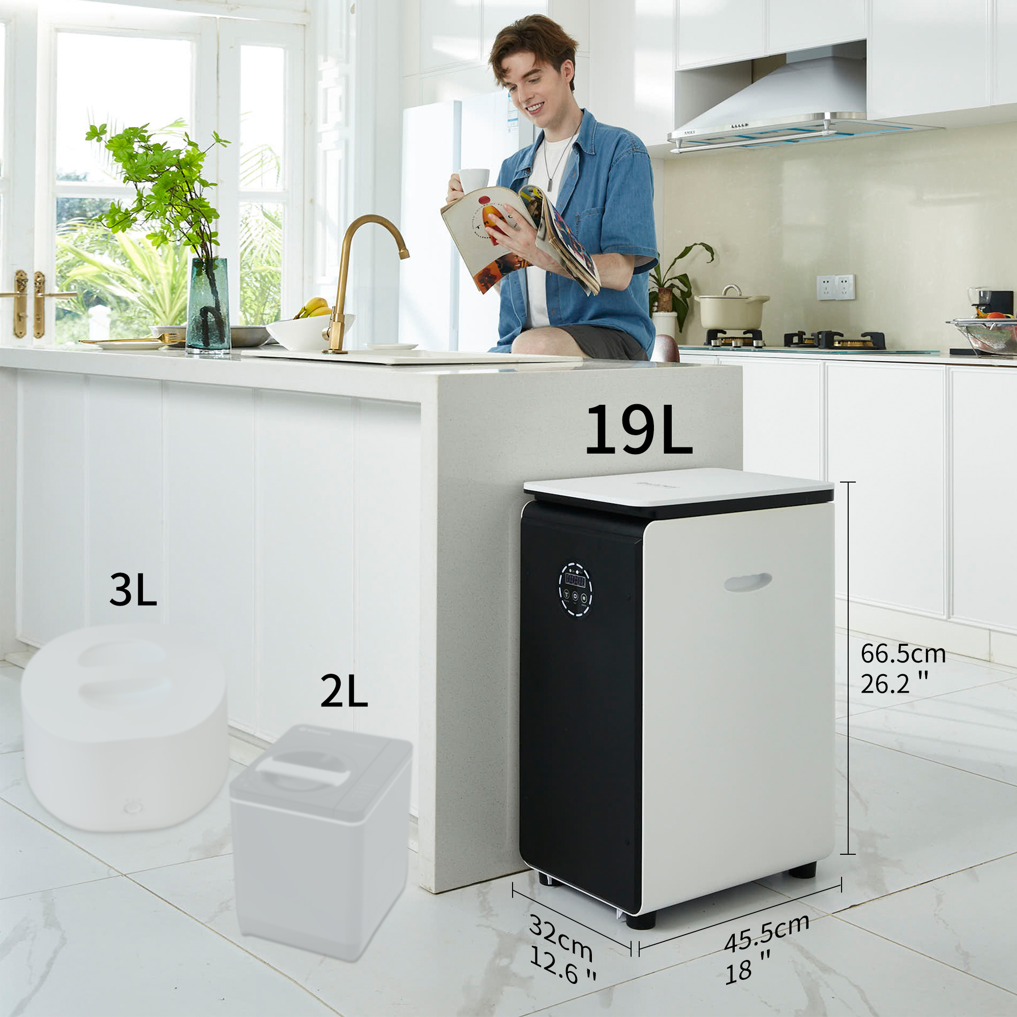 GEME | World's First Bio Smart Electric Composter Kitchen, Turn Food Waste  into Real Organic Compost No Dehydration - 19L Food Cycler Compost Machine