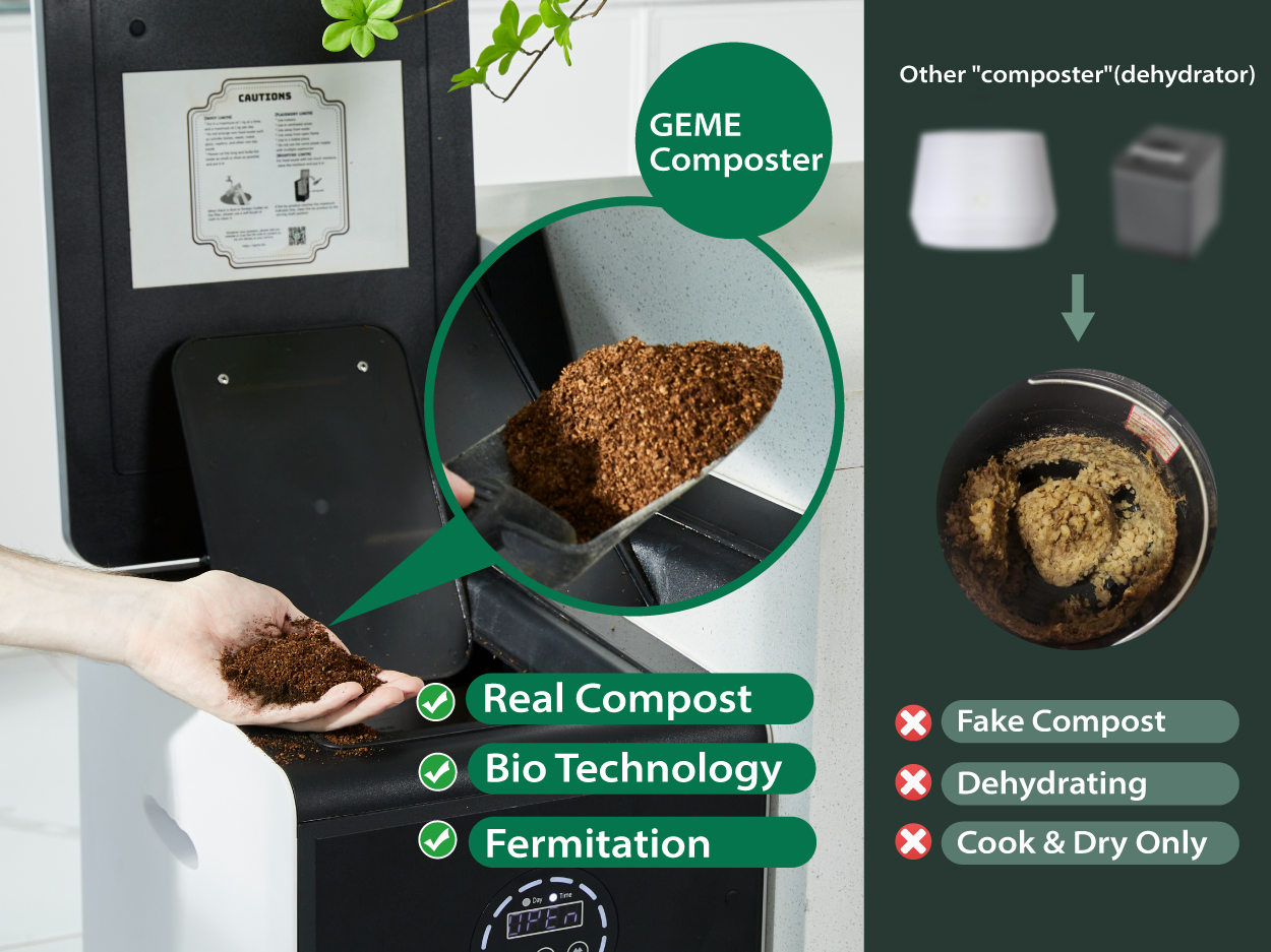 GEME | World's First Bio Smart Electric Composter Kitchen, Turn Food Waste  into Real Organic Compost No Dehydration - 19L Food Cycler Compost Machine